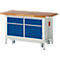 Werkbank Serie 8466, absenkbar, 2 Schubladen, 2 Türen, B 1500 x T 700 x H 880 mm