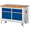 Werkbank serie 8466, neerlaatbaar, 2 schuifladen, 2 deuren, B 1250 x D 700 x H 880 mm