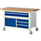 Werkbank serie 8922, verrijdbaar, 5 schuifladen, 2 legborden met deur, B 1500 x D 700 x H 880 mm
