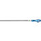 Een vijl met een blauwe handgreep, close-up.