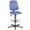 Werkstoel 9651, stoffen bekleding, glijders, voetenring, citadel middenblauw