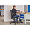 Werkstoel Allrounder, zonder armleuningen, permanent contact, met wielen, PU-bekleding, zwart