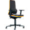 Werkstoel bimos NEON, permanent contact, basismodel zonder bekleding, met wielen, flexband oranje