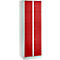 Wertfachschrank 300 mm, 2 Abteile, 10 Fächer, Sicherheitszylinderschloss, Sockel, feuerrot