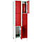 Wertfachschrank 300 mm, 2 Abteile, 6 Fächer, Sicherheitszylinderschloss, Fuß, feuerrot