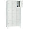 Wertfachschrank 300 mm, 3 Abteile, 12 Fächer, Sicherheitszylinderschloss, Fuß, lichtgrau