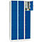 Wertfachschrank 300 mm, 3 Abteile, 12 Fächer, Sicherheitszylinderschloss, Sockel, enzianblau