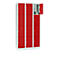 Wertfachschrank 300 mm, 3 Abteile, 12 Fächer, Sicherheitszylinderschloss, Sockel, feuerrot