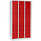 Wertfachschrank 300 mm, 3 Abteile, 9 Fächer, Sicherheitszylinderschloss, Sockel, feuerrot