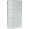Wertfachschrank 300 mm, 3 Abteile, 9 Fächer, Sicherheitszylinderschloss, Sockel, lichtgrau