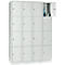 Wertfachschrank 300 mm, 4 Abteile, 16 Fächer, Sicherheitszylinderschloss, Sockel, lichtgrau
