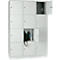 Wertfachschrank 400 mm, 3 Abteile, 12 Fächer, Sicherheitszylinderschloss, Sockel, lichtgrau
