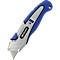 A blue and silver utility knife with black lettering 'WESTCOTT'.
