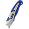 Blue and silver utility knife. Blue handle, metal blade. Inscription: WESTCOTT.