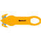 Yellow Westcott knife with black logo. It has an oval handle loop.