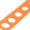 Orange plastic strip with oval holes. Small markings are visible on the edge.