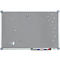 Gray magnetic board, with markers, magnets and sponge.