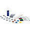 A set for writing on whiteboards, consisting of magnets, markers, sponge and cleaning spray.