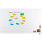 Whiteboard mit Notizen für Ideen: Büroverbesserungen, Planung, Team, Essen, Whiteboard, Notizen.