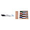 Verschillende witte whiteboard markers, deels in een houten pennenhouder.