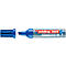 Ein weißer Edding 365 Whiteboard Marker mit blauer Kappe. Die Kappe liegt daneben.