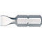 A silver slotted screwdriver bit on a white background. The bit has a flat tip and a hexagonal shank.