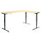 Winkelschreibtisch AERO FLEX, elektrisch höhenverstellbar, 90° Winkel, T-Fuß, B 2000 x T 1600 mm, Ahorn/anthrazit + Memorypanel
