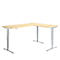 Winkelschreibtisch AERO FLEX, elektrisch höhenverstellbar, 90° Winkel, T-Fuß, B 2000 x T 1600 mm, Ahorn/weißalu + Memorypanel