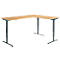 Winkelschreibtisch AERO FLEX, elektrisch höhenverstellbar, 90° Winkel, T-Fuß, B 2000 x T 1600 mm, Buche/anthrazit + Memorypanel