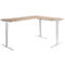 Winkelschreibtisch AERO FLEX, elektrisch höhenverstellbar, 90° Winkel, T-Fuß, B 2000 x T 1600 mm, Eiche/weißalu + Memorypanel