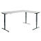 Winkelschreibtisch AERO FLEX, elektrisch höhenverstellbar, 90° Winkel, T-Fuß, B 2000 x T 1600 mm, lichtgrau/anthrazit + Memorypanel