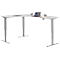 Winkelschreibtisch AERO FLEX, elektrisch höhenverstellbar, 90° Winkel, T-Fuß, B 2000 x T 1600 mm, lichtgrau/weißalu + Memorypanel