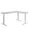 Winkelschreibtisch AERO FLEX, elektrisch höhenverstellbar, 90° Winkel, T-Fuß, B 2000 x T 1600 mm, lichtgrau/weißalu + Memorypanel