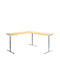Winkelschreibtisch AERO FLEX, elektrisch höhenverstellbar, 90° Winkel, T-Fuß, B 2000 x T 2000 mm, Ahorn/weißalu + Memorypanel