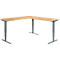 Winkelschreibtisch AERO FLEX, elektrisch höhenverstellbar, 90° Winkel, T-Fuß, B 2000 x T 2000 mm, Buche/anthrazit + Memorypanel