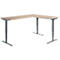 Winkelschreibtisch AERO FLEX, elektrisch höhenverstellbar, 90° Winkel, T-Fuß, B 2000 x T 2000 mm, Eiche/anthrazit + Memorypanel