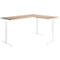 Winkelschreibtisch AERO FLEX, elektrisch höhenverstellbar, 90° Winkel, T-Fuß, B 2000 x T 2000 mm, Eiche/weiß + Memorypanel