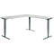Winkelschreibtisch AERO FLEX, elektrisch höhenverstellbar, 90° Winkel, T-Fuß, B 2000 x T 2000 mm, lichtgrau/anthrazit + Memorypanel
