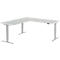 Winkelschreibtisch AERO FLEX, elektrisch höhenverstellbar, 90° Winkel, T-Fuß, B 2000 x T 2000 mm, lichtgrau/weißalu + Memorypanel