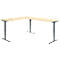 Winkelschreibtisch AERO FLEX, elektrisch höhenverstellbar, 90° Winkel, T-Fuß, B 2000 x T 2400 mm, Ahorn/anthrazit + Memorypanel