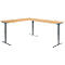 Winkelschreibtisch AERO FLEX, elektrisch höhenverstellbar, 90° Winkel, T-Fuß, B 2000 x T 2400 mm, Buche/anthrazit + Memorypanel