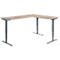 Winkelschreibtisch AERO FLEX, elektrisch höhenverstellbar, 90° Winkel, T-Fuß, B 2000 x T 2400 mm, Eiche/anthrazit + Memorypanel