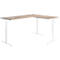 Winkelschreibtisch AERO FLEX, elektrisch höhenverstellbar, 90° Winkel, T-Fuß, B 2000 x T 2400 mm, Eiche/weiß + Memorypanel
