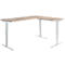 Winkelschreibtisch AERO FLEX, elektrisch höhenverstellbar, 90° Winkel, T-Fuß, B 2000 x T 2400 mm, Eiche/weißalu + Memorypanel