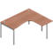 Winkelschreibtisch ARLON-OFFICE, 4-Fuß, Ansatz links, B 1600 x T 1200 x H 730 mm, Nuss Canaletto