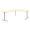 Winkelschreibtisch BARI 90°, T-Fuß, Freiformtisch, Winkel links, B 1800 x T 1000/800 x H 680-820 mm, Ahorn/Alu
