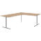 Winkelschreibtisch BARI 90°, T-Fuß, Freiformtisch, Winkel links, B 1800 x T 1000/800 x H 680-820 mm, Eiche/Alu