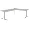 Winkelschreibtisch BARI 90°, T-Fuß, Freiformtisch, Winkel links, B 1800 x T 1000/800 x H 680-820 mm, hellgrau/Alu