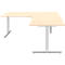 Winkelschreibtisch BARI 90°, T-Fuß, Freiformtisch, Winkel rechts, B 1800 x T 1000/800 x H 680-820 mm, Ahorn/Alu