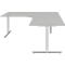 Winkelschreibtisch BARI 90°, T-Fuß, Freiformtisch, Winkel rechts, B 1800 x T 1000/800 x H 680-820 mm, hellgrau/Alu